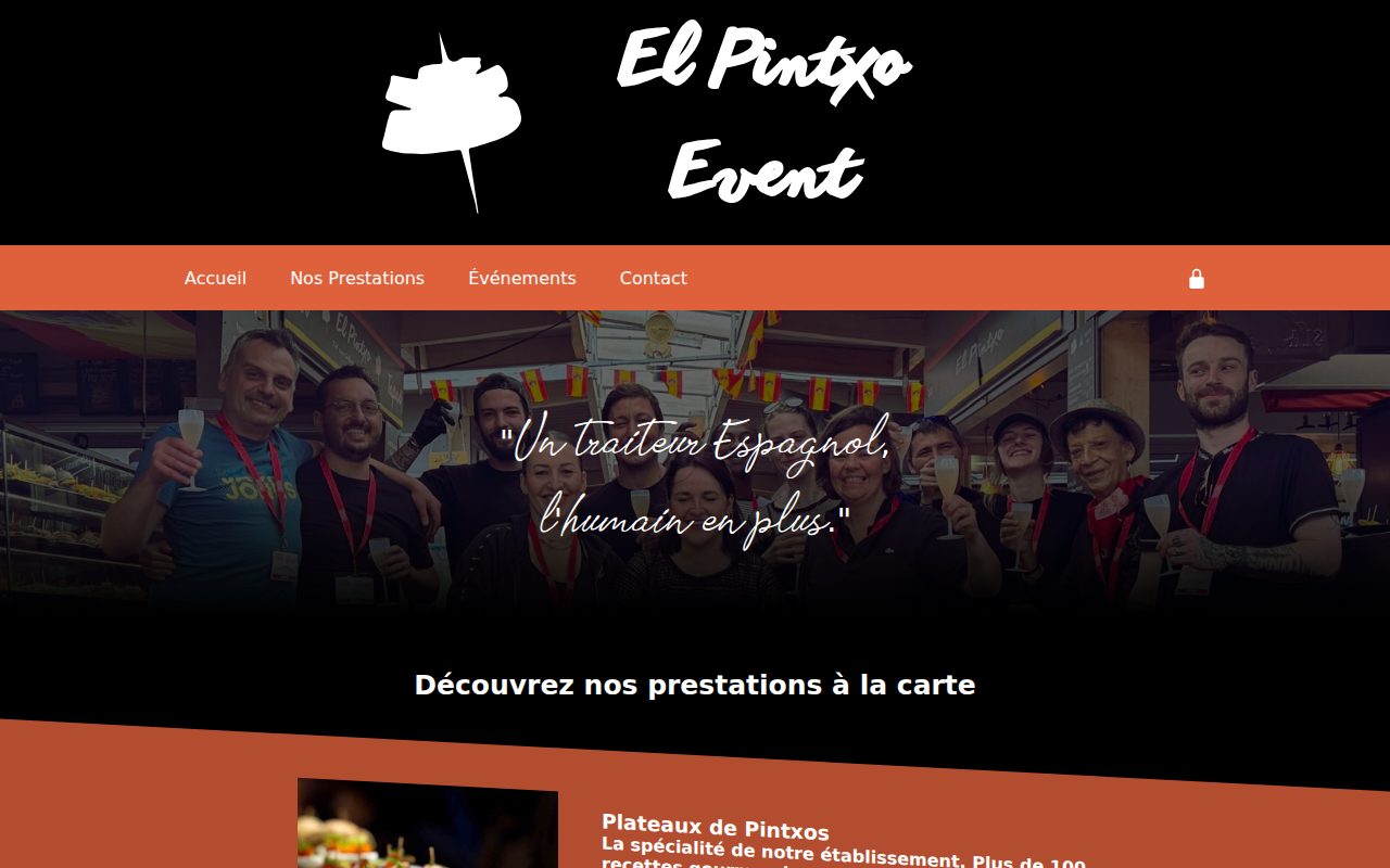 Page d’accueil du site El Pintxo Event, traiteur espagnol